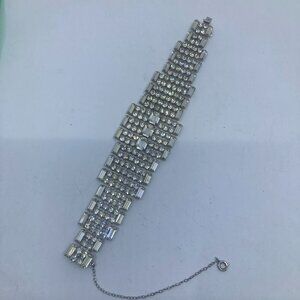 Vtg 1950 CONTINENTAL ? rhinestone crystal wedding bridal bracelet